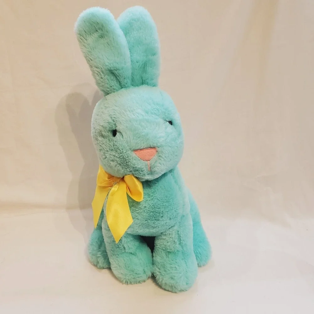 Destination Holiday Bunny Rabbit Plush Stuffed Animal Mint Green Yellow Bow